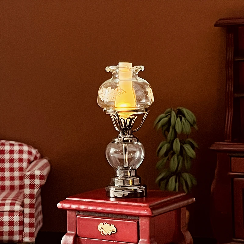 1:12 Dollhouse Miniature LED Light Candlestick Lamp Desk Lamp Home Lighting Model Furniture Decor Toy Doll House Accessories