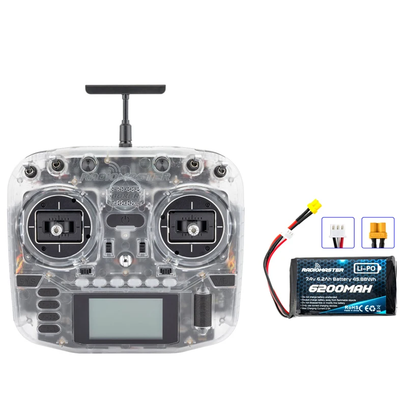 New RadioMaster Boxer Transparent ExpressLRS 2.4G 16ch Hall Gimbal Transmitter Remote Controller Mode2 Left Hand Throttle