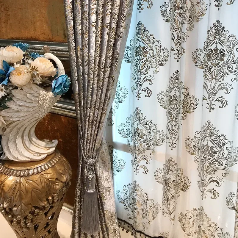 ستائر فاخرة جديدة عالية التظليل على الطراز الأوروبي لغرفة المعيشة وغرفة الطعام ونافذة غرفة النوم على الطراز الفرنسي تخصيص التول الراقية #4