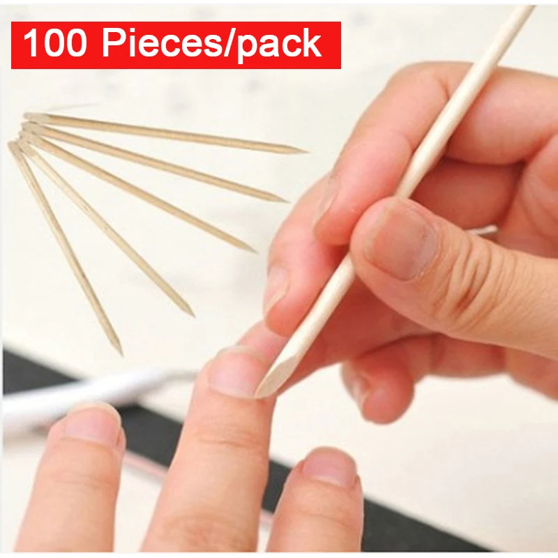 

100PCS/Pack Length 11.5cm Orange Wood Sticks Nail Tools Nail Art Cuticle Pusher Remover Eyebrow Waxing Applicator