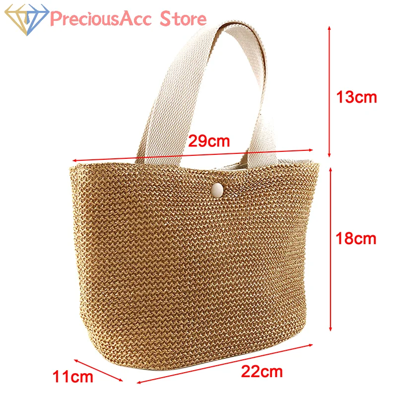 Women's Woven Straw Tote Handbag with Top Handle Retro Pattern for Beach Holiday Shopping and Casual Travel for Summer Travel