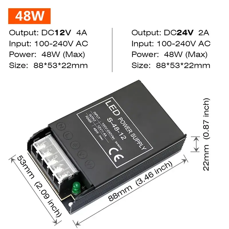 Constant Voltage Power Supply 48W 60W 100W 150W 200W 300W 400W Thin Driver For LED Strips DC 12V / 24V Lighting Transformers - Image 11