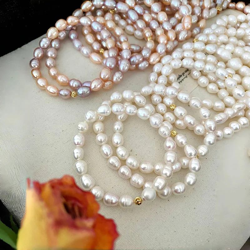 

HQ Natural Freshwater Pearl Bracelet for Women Copper Alloy Simple Good Luck Luxury Bangles Bracelet Jewelry Accessories Gifts