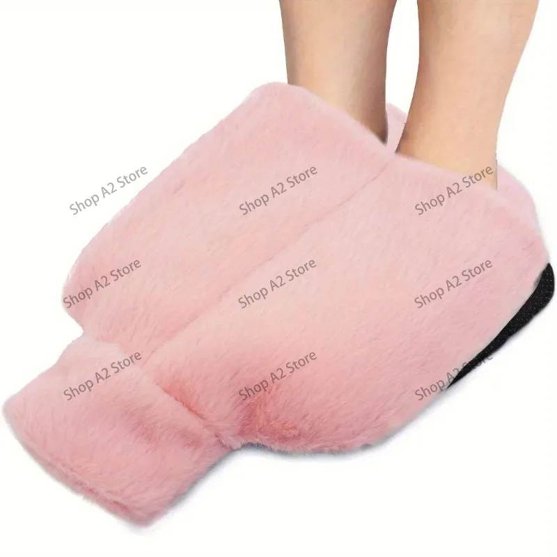 Safe Water-filled Rubber Foot Warmer with Plush Cover Large Size Hot Water Bag Explosion Proof Soft Foot Heating Pad Sofa