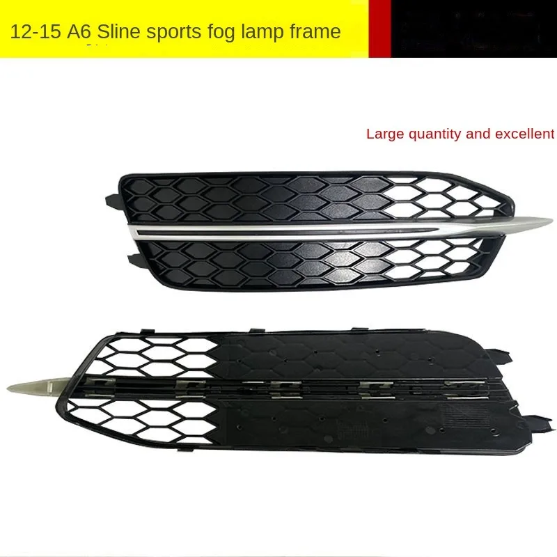 

1Pair Car Front Bumper Fog Lamp Grille For AUDI S6 A6 C7 S-Line 2012 2013 2014 Glossy Black Honeycomb Fog Light Grill Covers