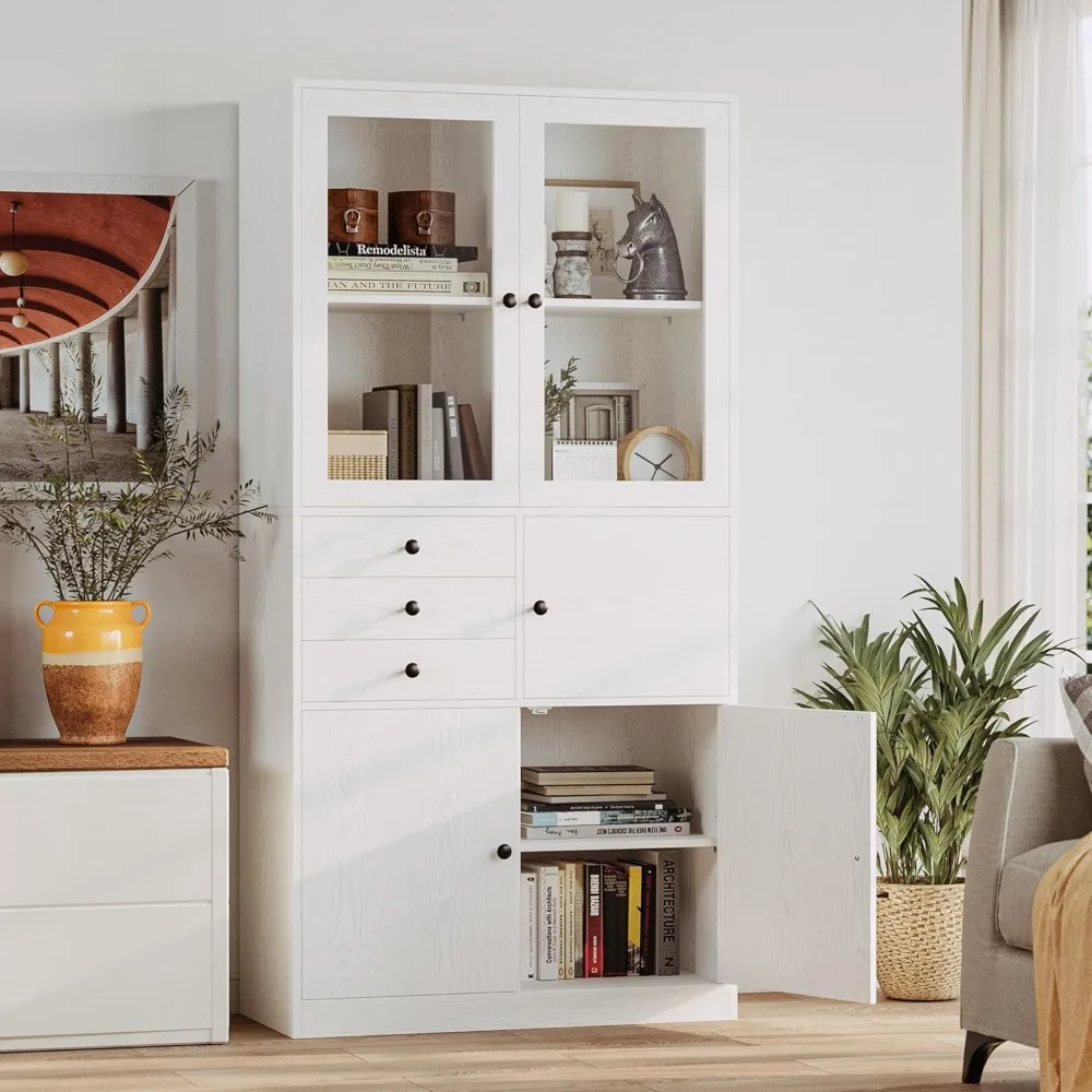 

Bookshelf, Bookshelf with Drawers and Shelves, 5-layer Bookshelf with Acrylic Doors