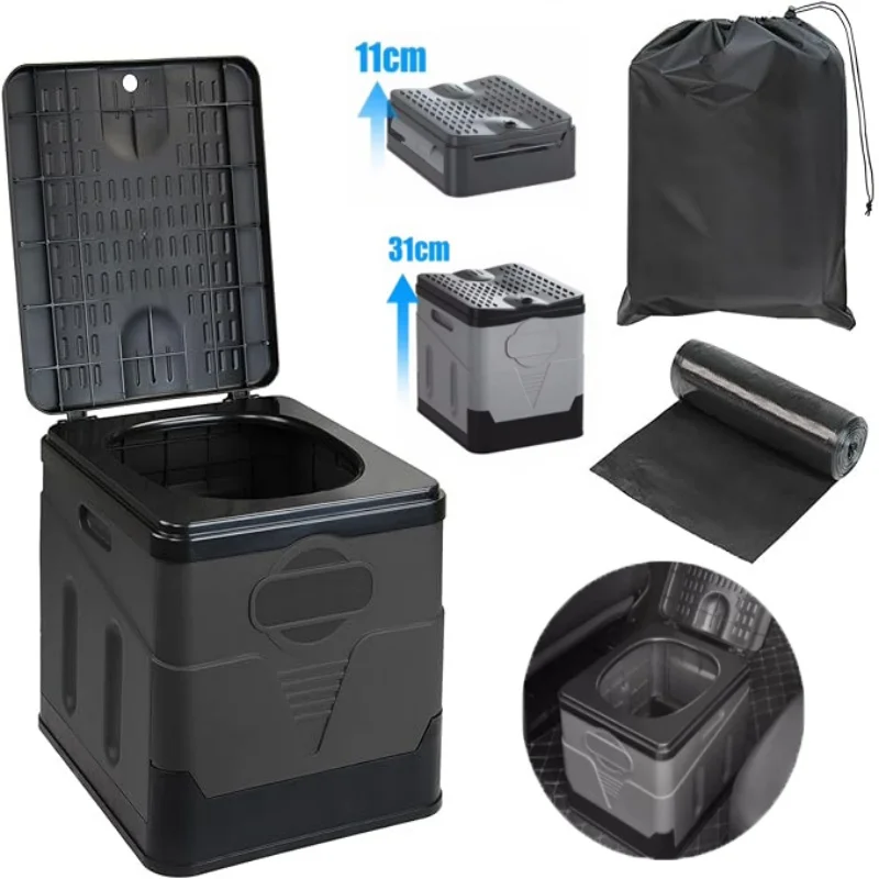 Toilettes portables pour voiture, seau poubelle de voyage, camping en plein air, toilettes pliantes pour visite d'urgence, conduite autonome pour adultes et enfants