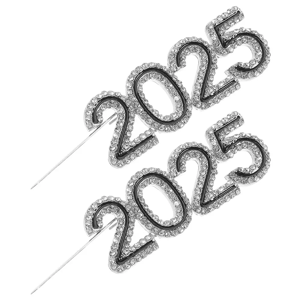 

2pcs Brooch Rhinestone Pins New Year Decorative Lapel Jewelry Fashion Accessory Rhinestone Sparkly Brooches Pins Clothes