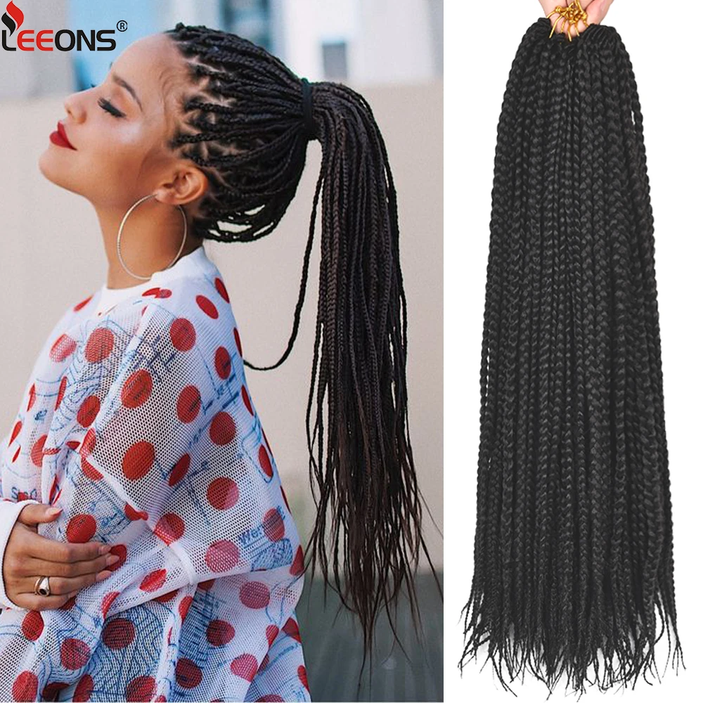 Synthetic Box Braid Crochet Hair 12 16 20 24 30 Inch Crochet Braiding Hair For Women 1-9 Packs Small Box Braids Hair Extensions