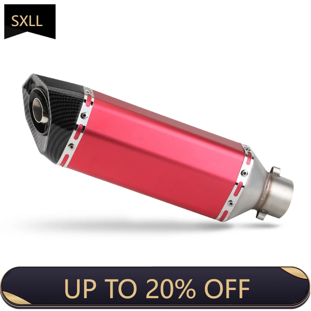 

SXLL High Performance Akra Universal 51mm Motorcycle Exhaust 370mm Red Muffler with DB Killer for Pcx160 Nmax Z400 Z250 Ninja500