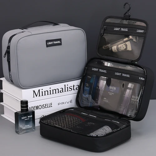 Neceser colgante impermeable de gran capacidad, neceser de viaje portátil, bolsa de cosméticos para hombres y mujeres, bolsa de lavado