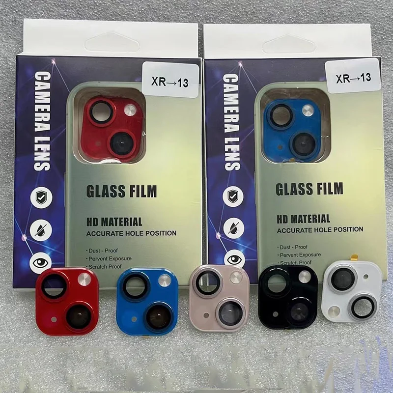 Fake Camera Lens Seconds Change For iPhone XR to 13 13mini Back Film Phone Alloy Sticker Protector Cover with Retail Box