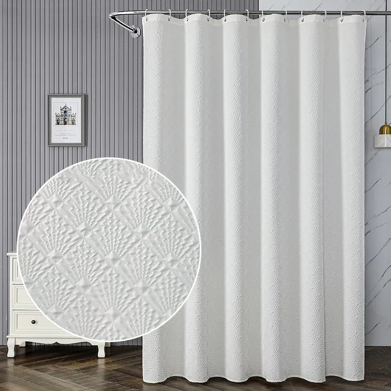 

Composite Bubble Textured Polyester Shower Curtain Waterproof Mold Resistant Fabric Bath Shower Liner Decor