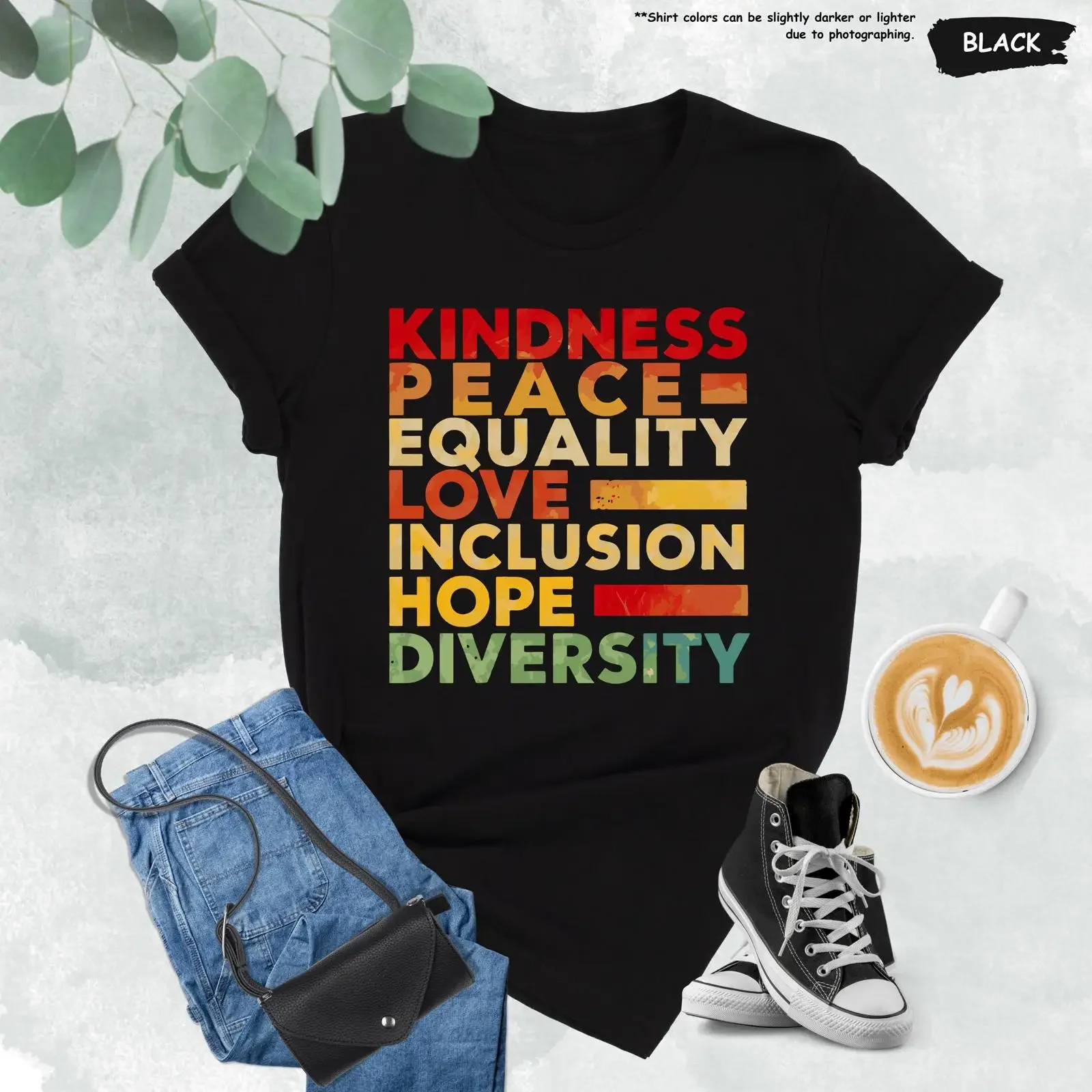 Kindness Peace Equality Diversity T Shirt Human Rights Social Justice LGBT Activist Motivational Black History  vintage Washed