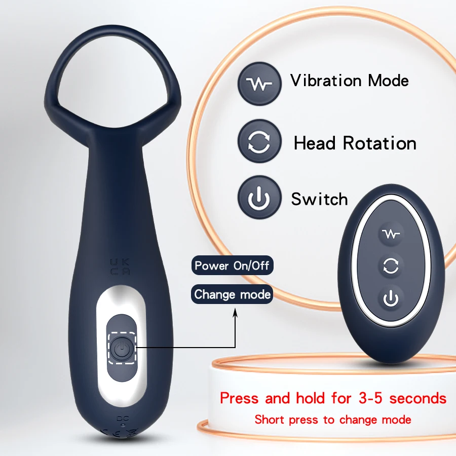 Remote Control Male Prostate Massager Vibrator 360°Rotate Toy Vibrator Ring Plugs Masturbator dildo Anal Butt Sex Plug Wearable