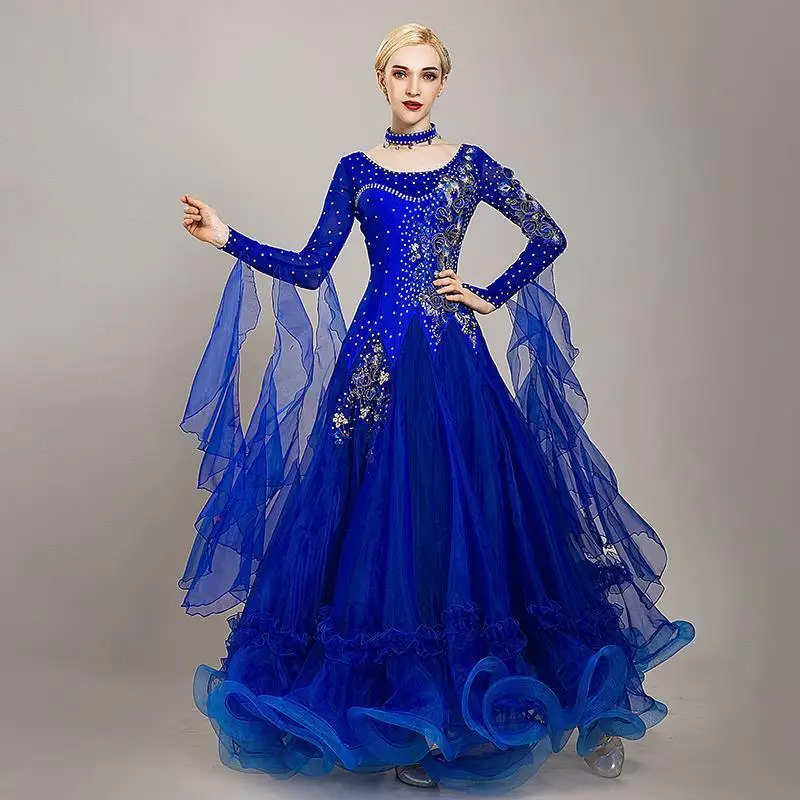 

High End Diamond Studded New Modern Dance Dress Ballroom Dance Competition Performance Costume Waltz Dance Skirt
