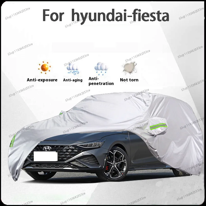 

For Hyundai Fiesta Fit Car Cover - Waterproof, Dustproof, Sunshade (UV), Snowproof | Silve Full Cover with All-Day Protection