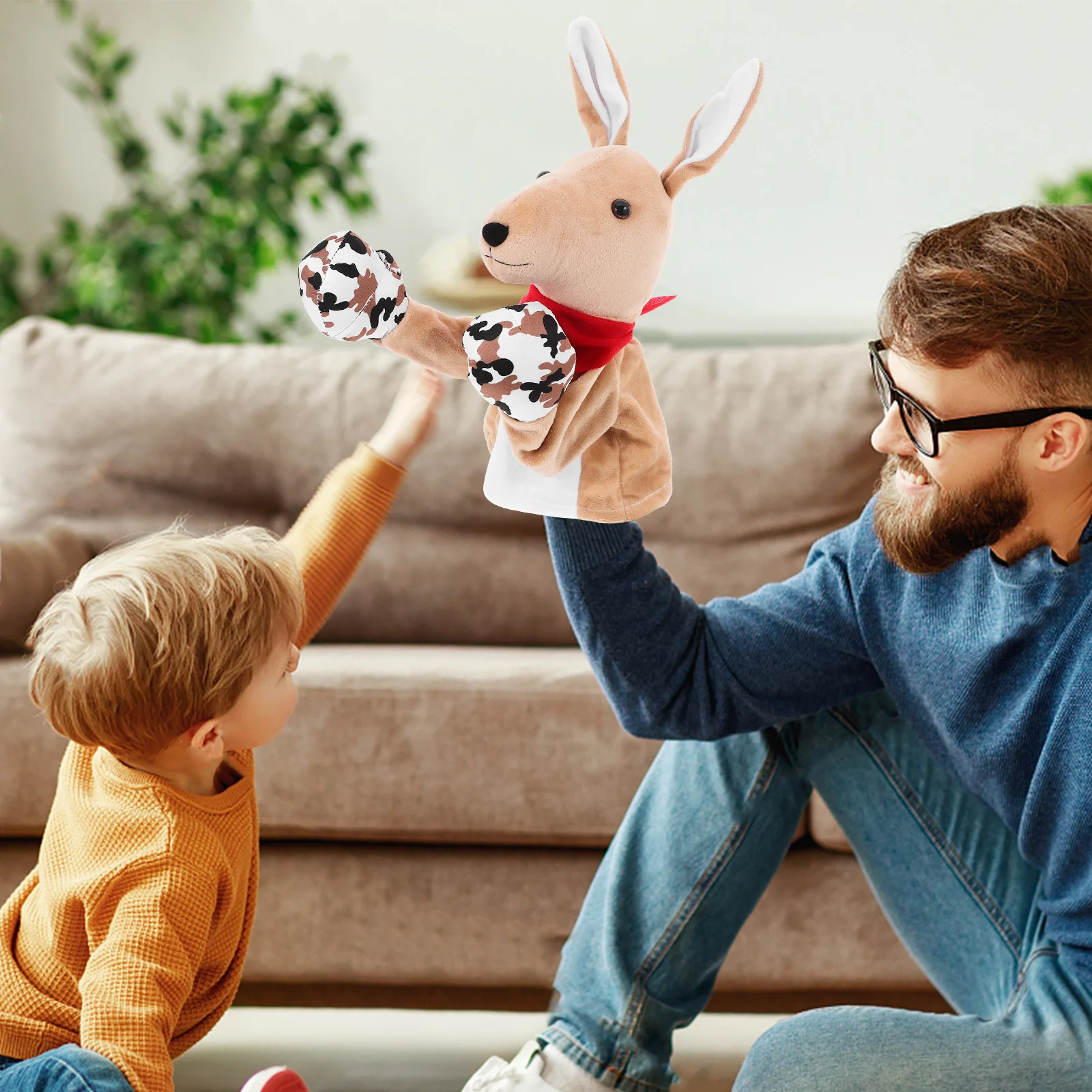 

Sound-Enabled Kangaroo Hand Puppet Interactive Cloth Animal for Children's Pretend Play Learning Communication Skills Creativity