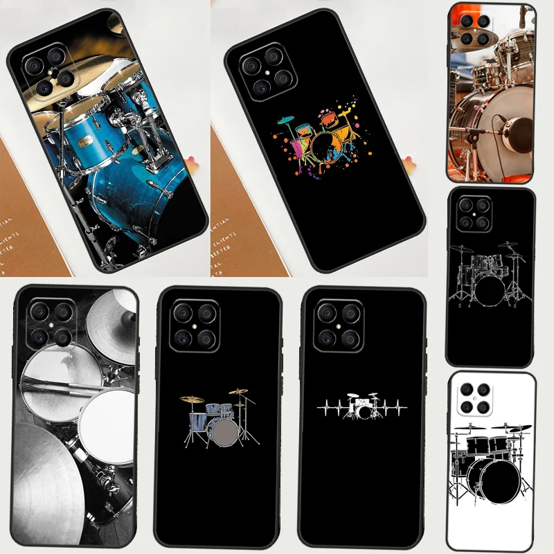 Musical Instrument Drum For Huawei P50 Pro P40 P30 P20 Lite Nova 9 5T P Smart 2021 Case For Honor X8 X7 X9 50