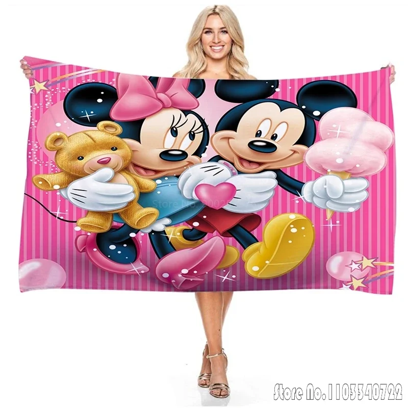 Mickey & Minnie Mouse Red Bath Towels Microfiber Beach Swimming Towel Decor for Kids Gift 75x150cm