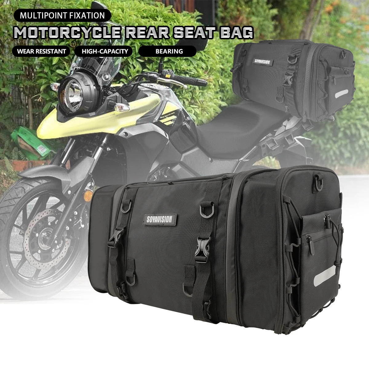 

Motorcycle Rear Seat Bag 35L-50L Expandable Motorcycle Helmet Bag Travel Luggage Storage Motor Tail/Trunk/Rack Bag Waterproof