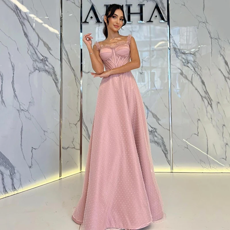 Thinyfull Formal A-Line Prom Dresses Women Sweetheart Polka Dot Evening Dress Saudi Arabia Cocktail Party Prom Gowns Custom Size