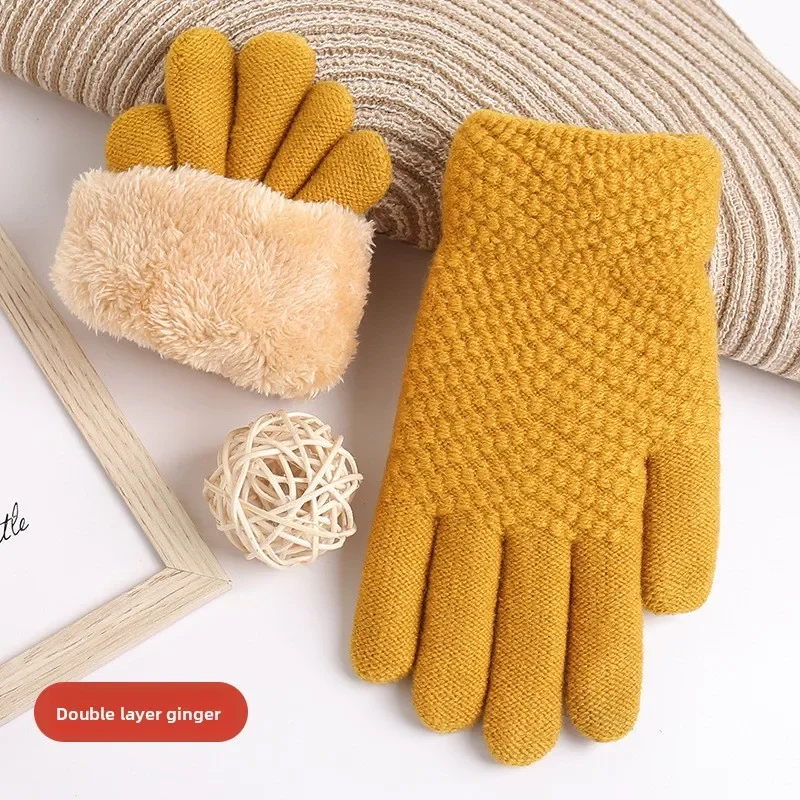 Neue warme und kältebeständige Touchscreen-Handschuhe, verdickte und Fleece-Strickhandschuhe für Frauen im Winter, um warm zu halten