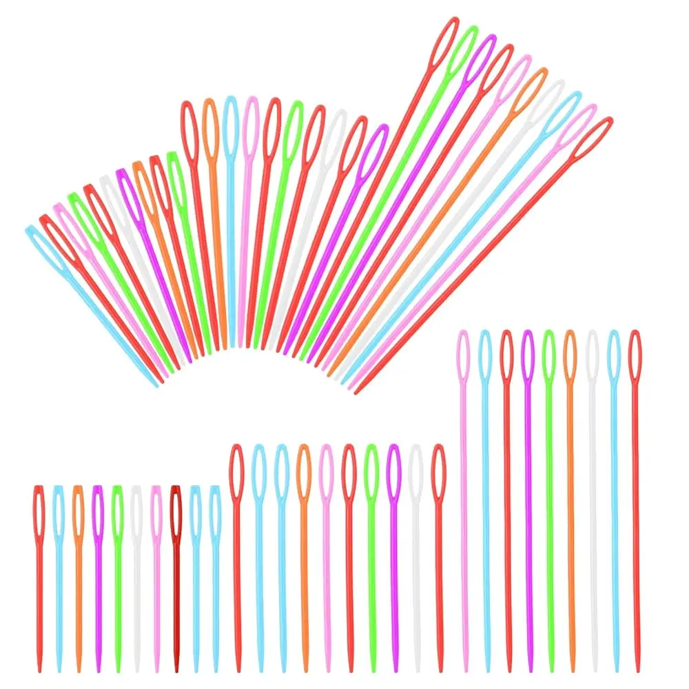 

60 шт. пластиковых швейных игл для детей, иглы с большим ушком, иглы для пряжи, обучающие иглы для рукоделия и шитья своими руками