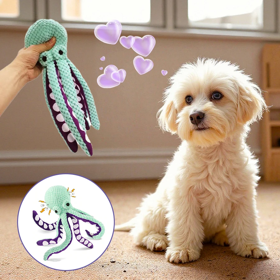 

Sound Dog Plush Octopus Toy Pet Bite Chewing Octopus Toy Soft Durable Fabric Companion Pet Supplies Puppy Interactive Game
