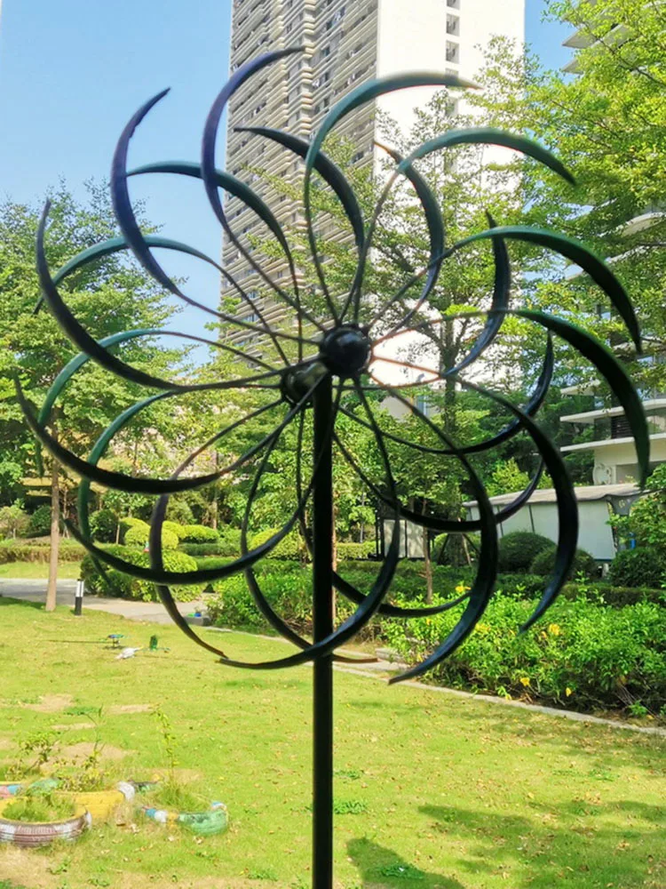 Outdoor Wind Spinner Kinetic Sculpture Garden House Windmill Decor Wind Mill Weather Vane Exterior Yard Metal Windmill Decor