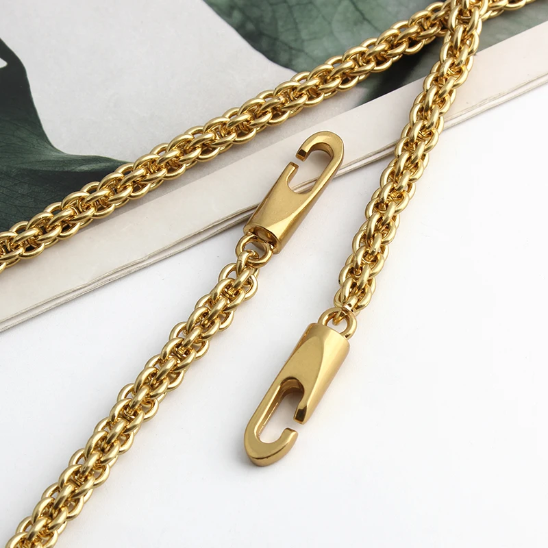 100/110/120/130CM 8MM Iron Satin Gold Decorative Metal Bag Chains For Clutch Handbag Purse Strap Handle Detachable Accessories