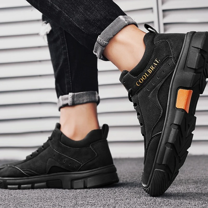 

Мужские спортивные туфли на плоской подошве с круглым носком, однотонные, на шнуровке, всесезонные, самые продаваемые, высококачественные рабочие туфли