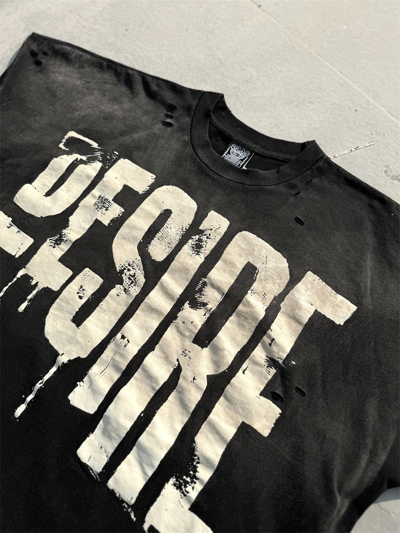 Washed Saint Punk art limited edition BOX TEE Hand Worn Vest T-Shirts Men Women High Quality T Shirt image 5
