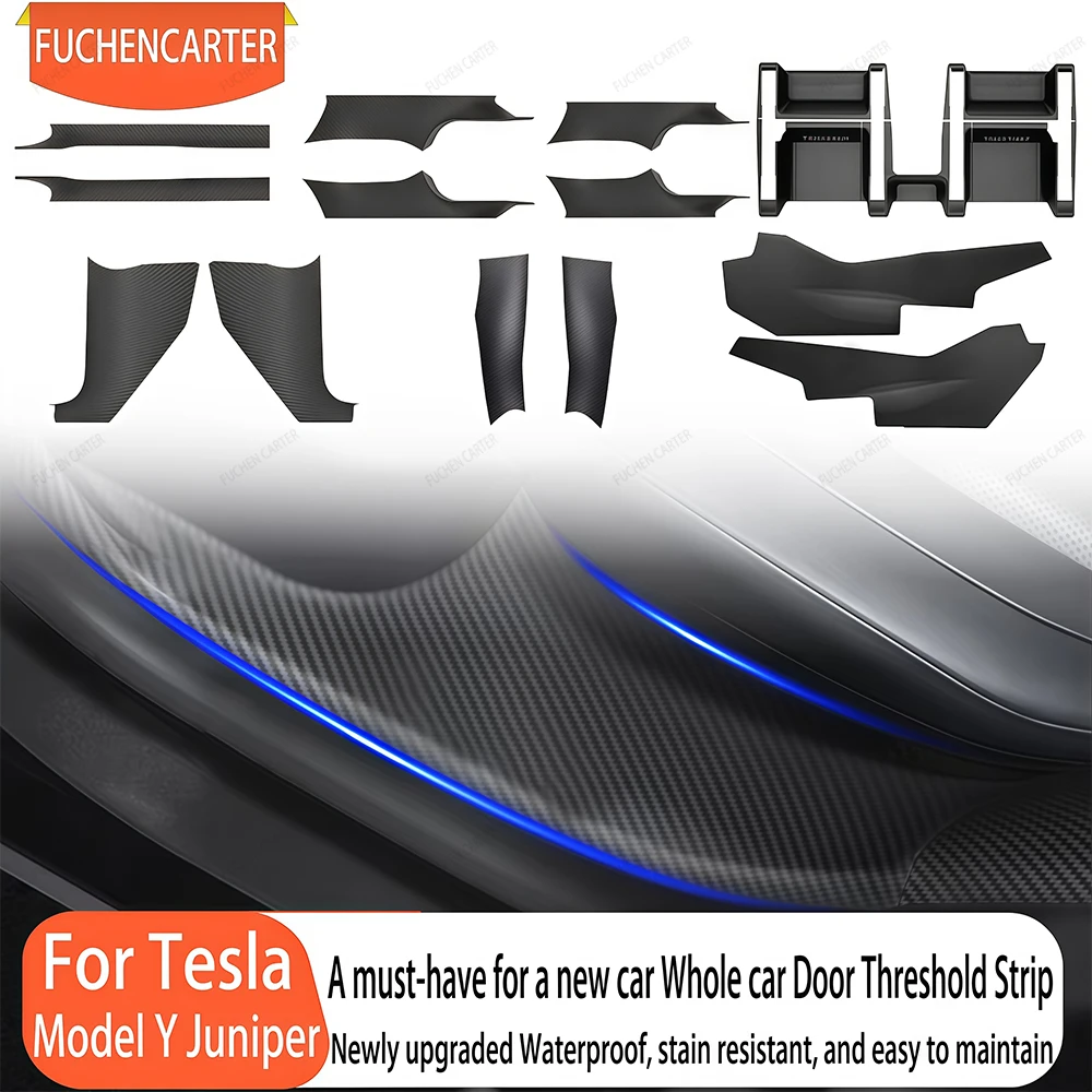 For Tesla New Model Y Juniper 2025 ABS Front Rear Door Sill Protector Threshold Strip Anti-kick Guard Panel Waterproof Pad