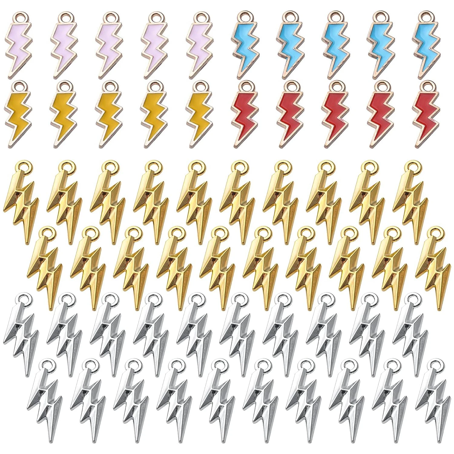 

60 шт. подвесок-молний из сплава, эмалированные подвески-молнии, небесные подвески-молнии для браслетов