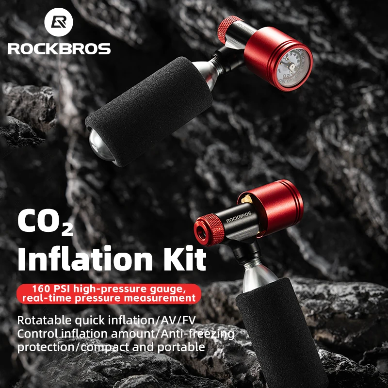 ROCKBROS Bicycle CO2 Cylinder Pump Gas Nozzle Bike Fast Inflator Inflatable Head Aluminum Adapter Riding Emergency Accessories