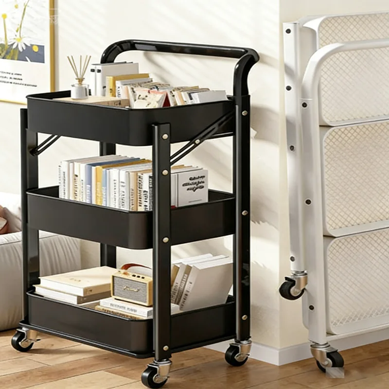 

Multi Tier Portable Kitchen Baby Storage Cart Rolling Trolley Foldable Organizer Rack Space Saver Bathroom Accessories Storage