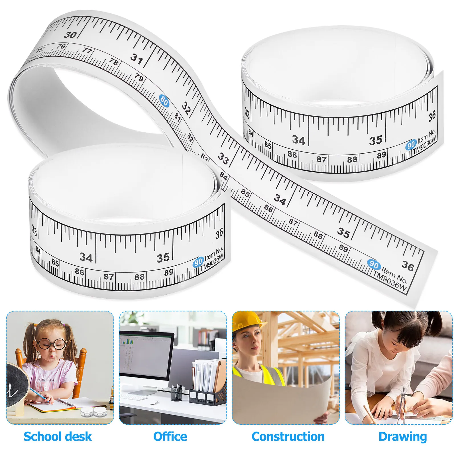 6Pcs Adhesive Tape Measure Peel and Stick Ruler Paper Tape Measure Sticky Ruler Workbench Measuring Tool Workbench Ruler,