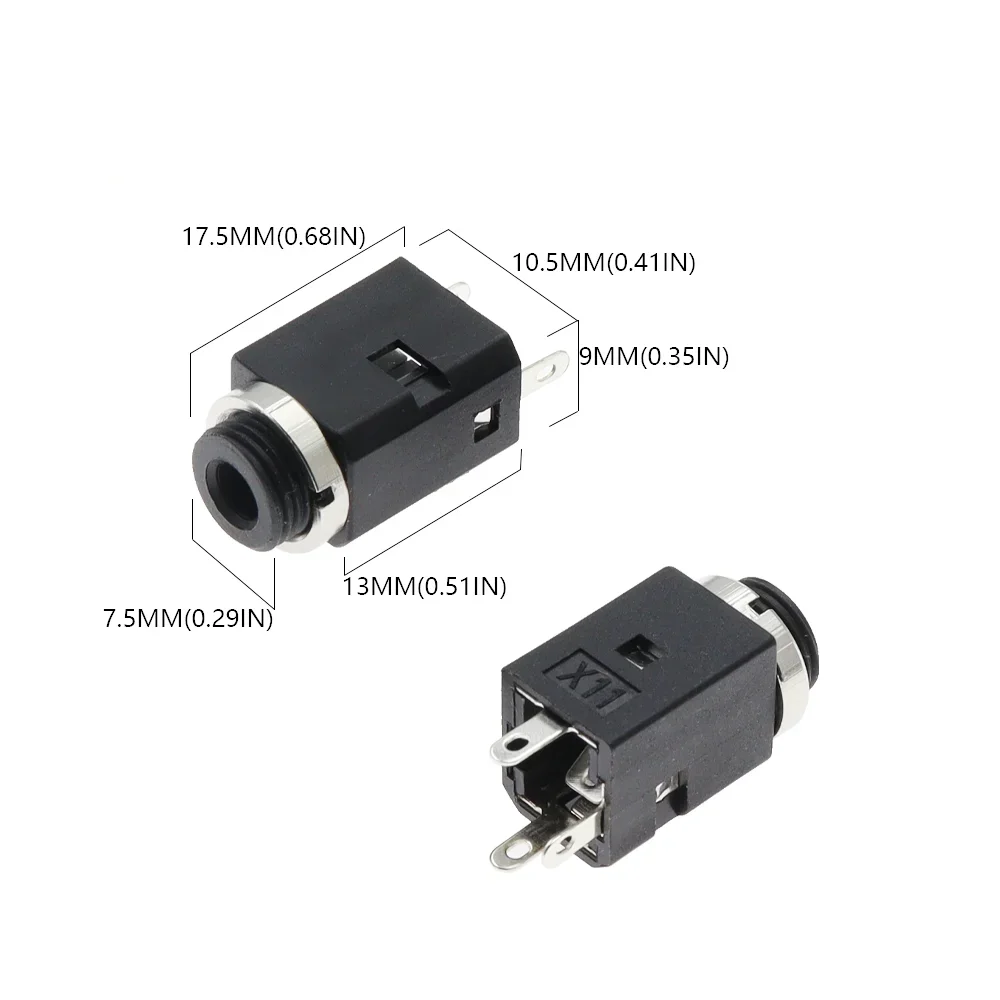 10PCS PJ-341 3.5mm Vertical Through-Hole Audio Jack Socket with Threaded Nut (3/4/5-Pin Selectable) Headphones/PC/Speaker Repair