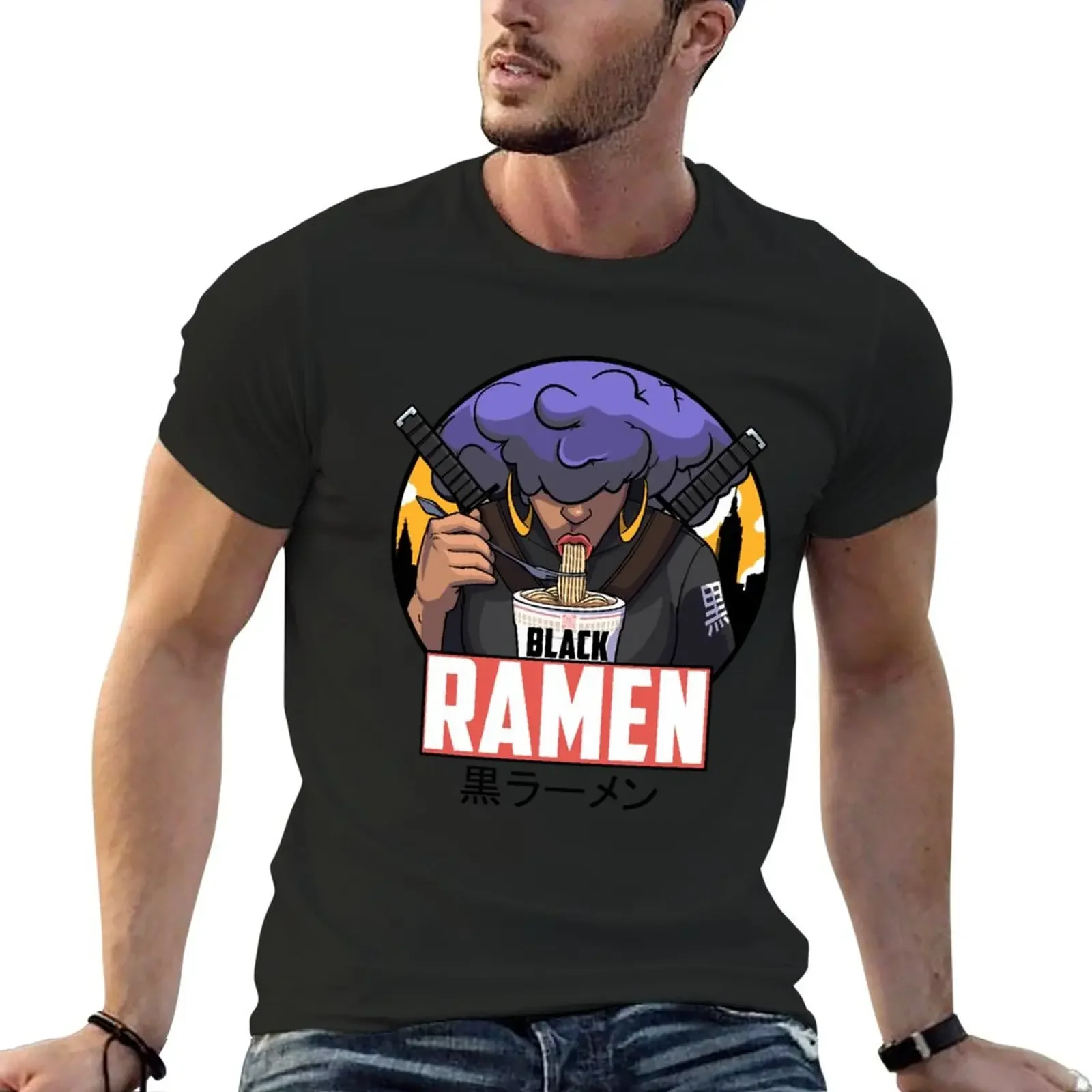 

Black Ramen Drip T-Shirt shirts graphic tees oversized mens big and tall t shirts