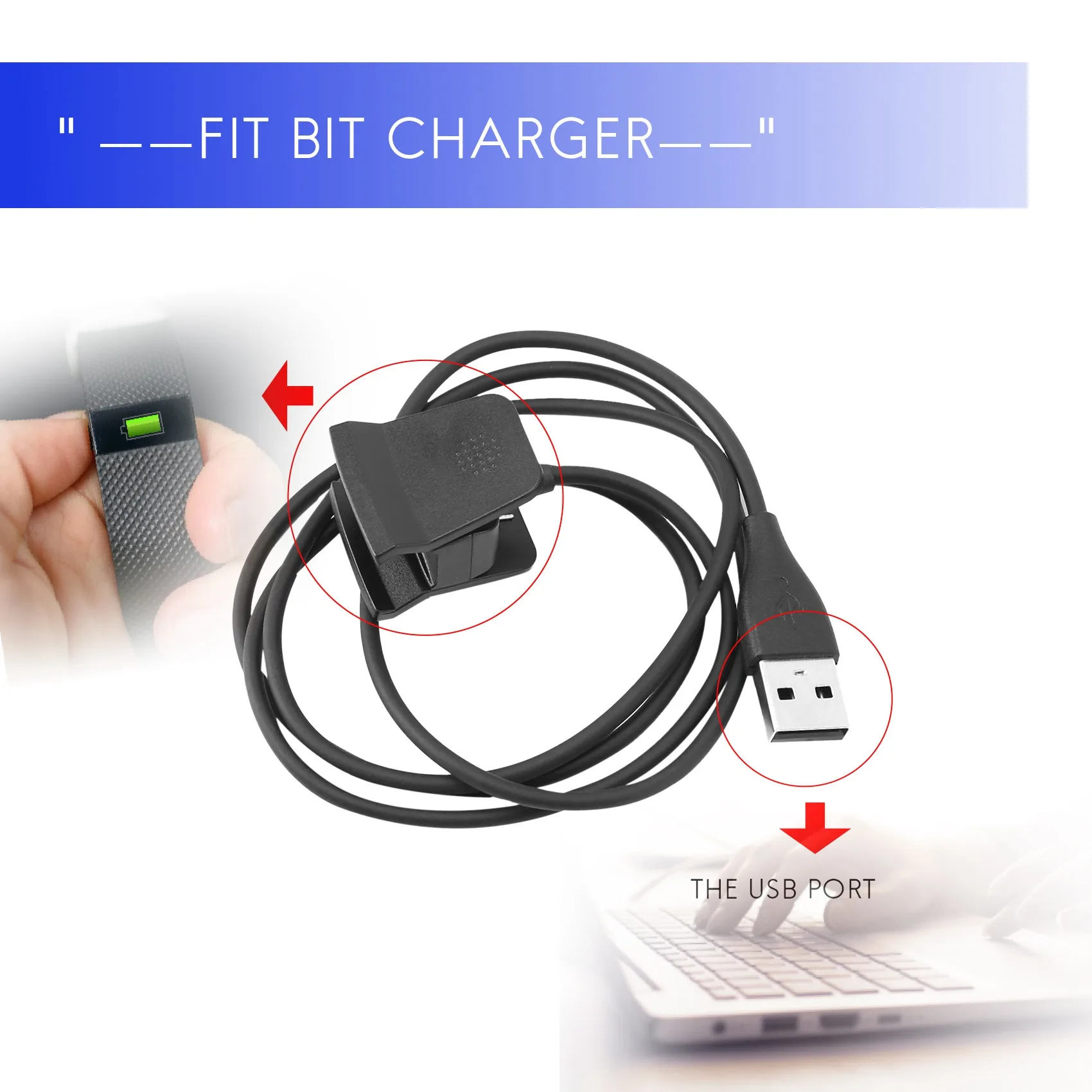 Substituição USB Cabo De Carregamento, Cabo Dock, Fitness Tracker, Pulseira inteligente, Apto para Fitbit Ace HR