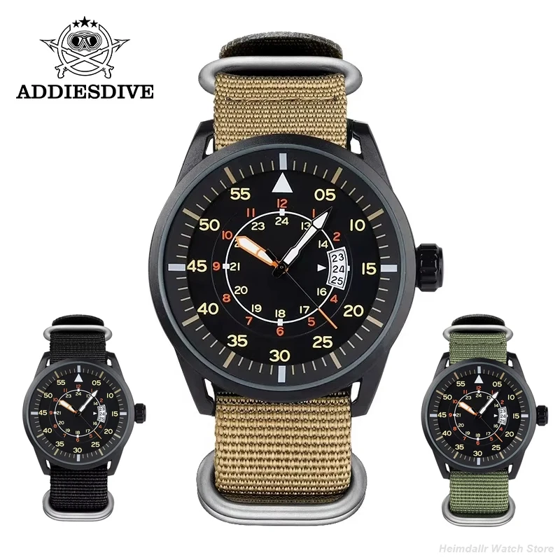 ADDIESDIVE Quartz Watch For Men MY-JD1508 Sports Hardlex Dial Window 50M Waterproof Nylon Strap Relogio Masculino