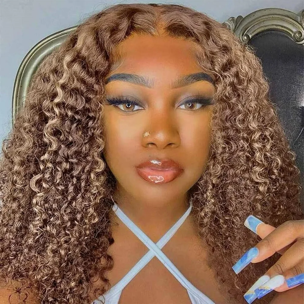 

Highlight Deep Wave Bob Wigs For Women Lace Front Human Hair Wigs 13x4 Transparent Lace Frontal Wig Pre Plucked Bleached Knots