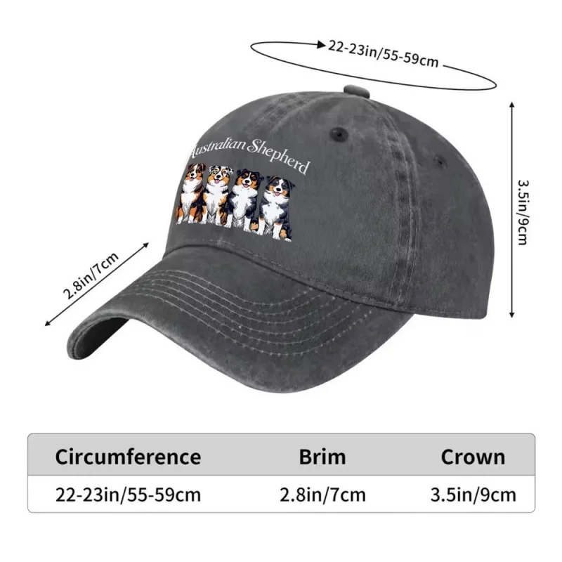 Australian Shepherd Print Baseball Cap Unisex Duckbill Cap for Outdoor Sports Fitness Travel