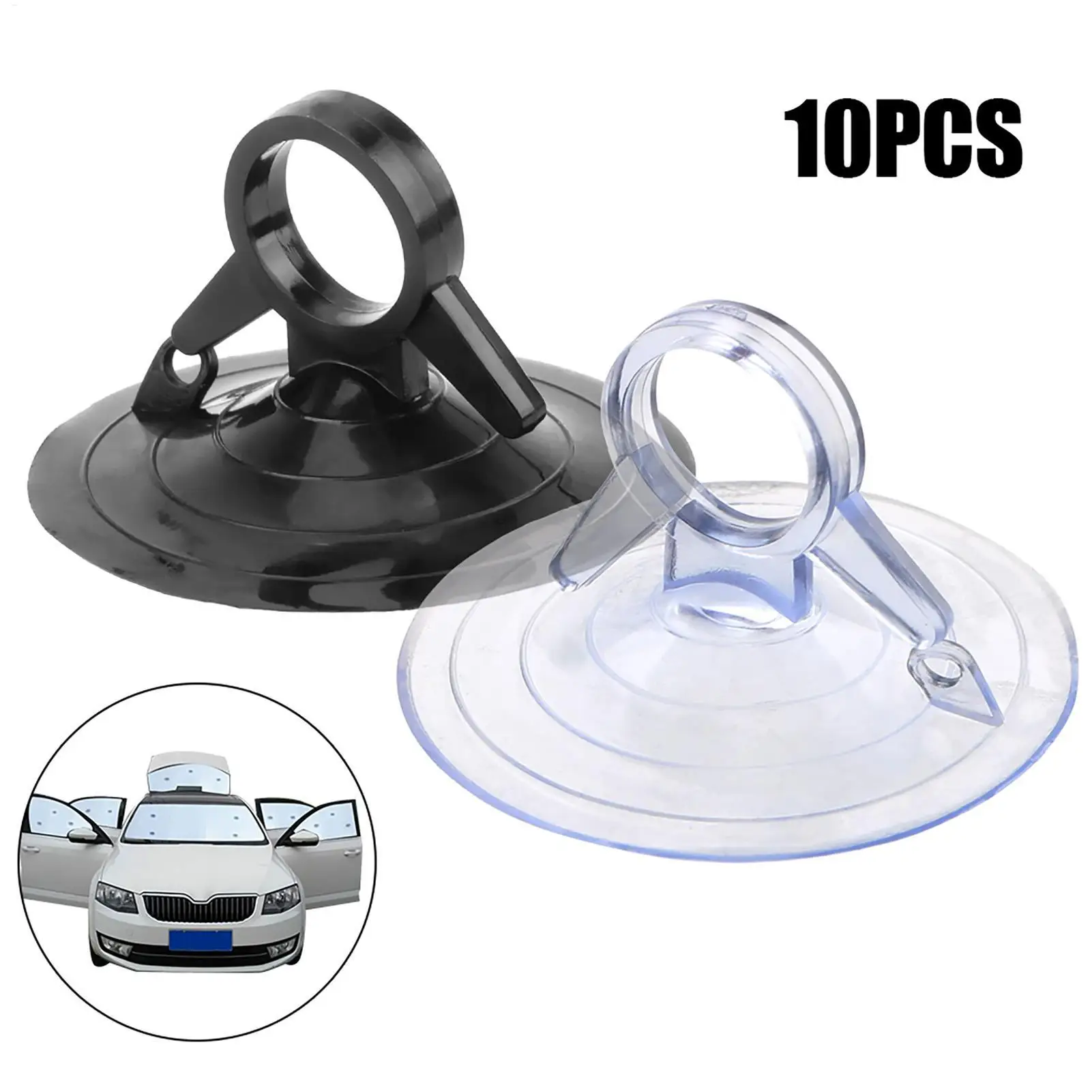 10pcs Car Suction Cup Sunshade Suction Cups for Car Car Glass Windshield Pull Ring Dovetail Sucker Hooks for Bathroom Windows
