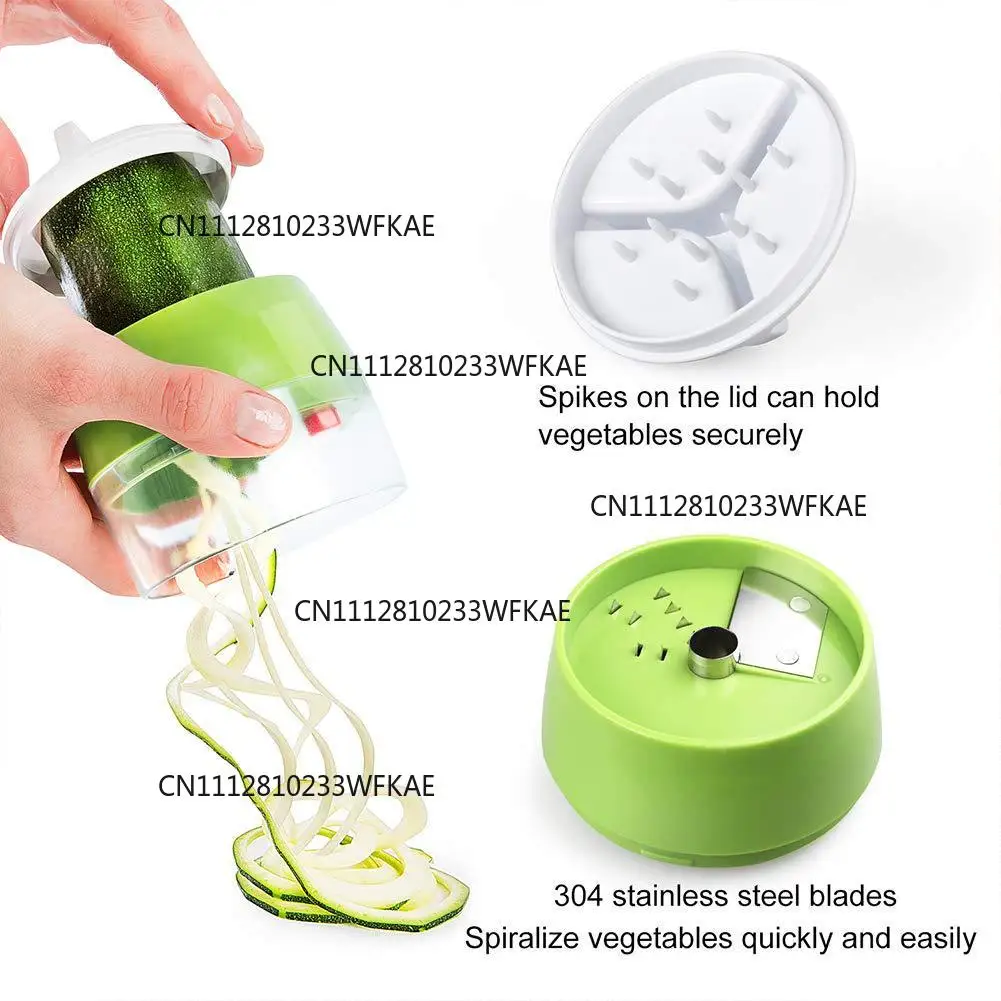 4 In 1 Adjustable Hand-Held Spiral Vegetable Fruit Cutter Carrot Cucumber Grater Grater Coiling Slicing Device Salad Tool