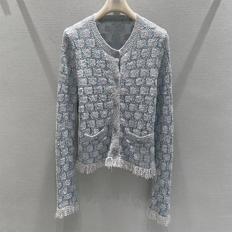 

High quality Fine woven silk yarn women's cardigan sweater is elegant and exquisite, new style woman clothes 25121828