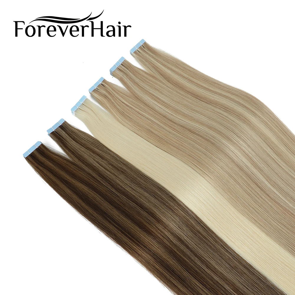 FOREVER HAIR 2.0g/pc 16 Inch Remy Tape In Human Hair Extensions Piano Color 18/22 Seamless Straight Tape On Hair Salon 40g/pack