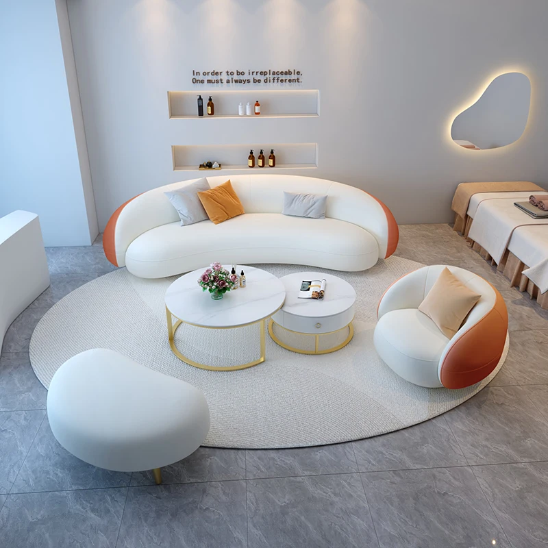 Light luxury, curved special-shaped clothing store, beauty salon, rest area, reception small sofa