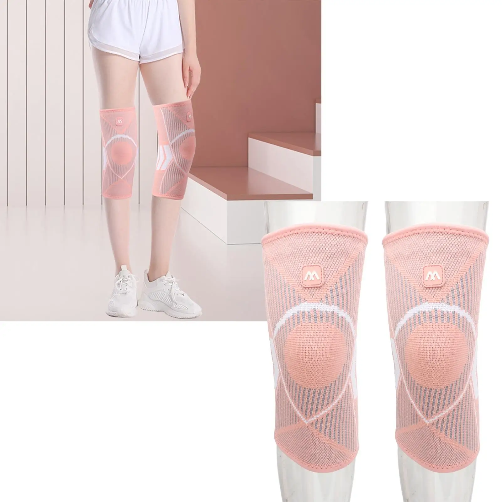 Sports Knee Pads Anti-Slip Pink Nylon Polyurethane Knee Protector for running - 72 bytes